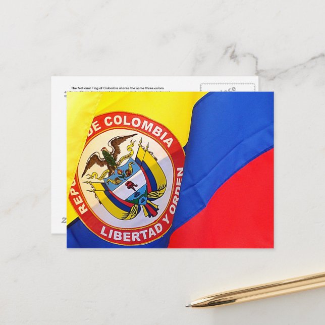 Tarjeta postal de la bandera de Colombia (Anverso/Reverso In Situ)