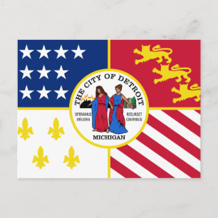Tarjeta postal de la bandera de Detroit, Michigan