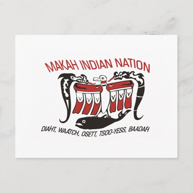 Tarjeta postal de la bandera de la tribu Makah (Anverso)