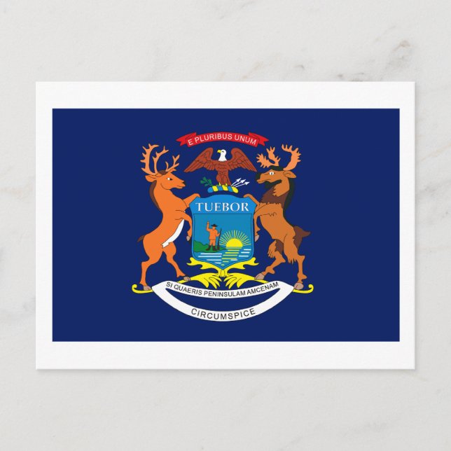 Tarjeta postal de la bandera de Michigan (Anverso)