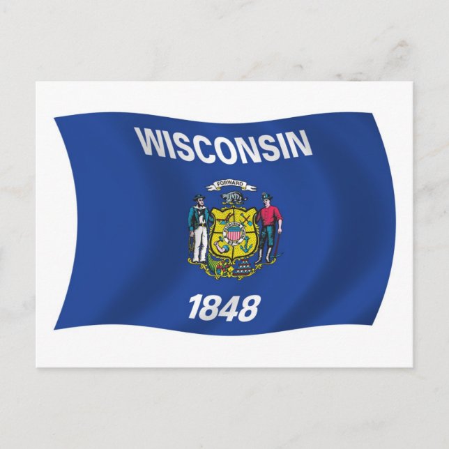 Tarjeta Postal de la Bandera de Wisconsin (Anverso)