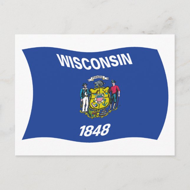 Tarjeta Postal de la Bandera de Wisconsin (Anverso)