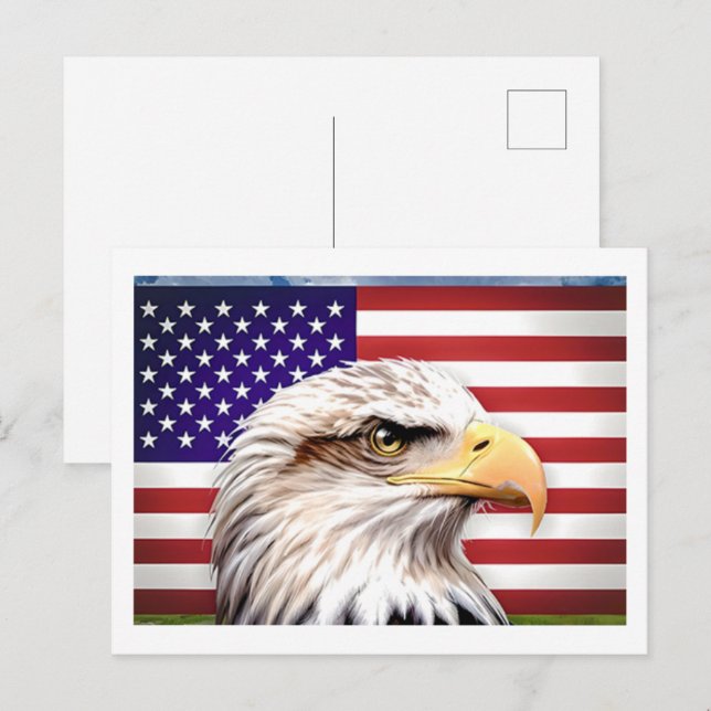 Tarjeta postal de la bandera estadounidense Eagle  (Anverso / Reverso)