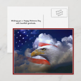 Tarjeta postal de la bandera estadounidense y el á
