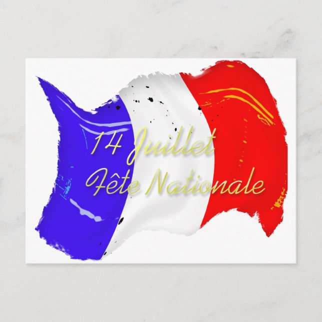 Tarjeta postal de la bandera francesa ondulada (Anverso)