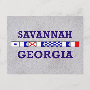 Tarjeta postal de la bandera nautica de Savannah