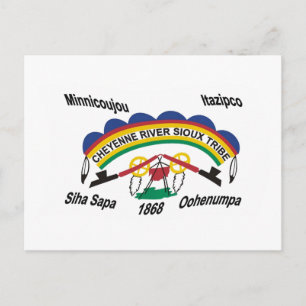 Tarjeta postal de la bandera sioux del río Cheyenn