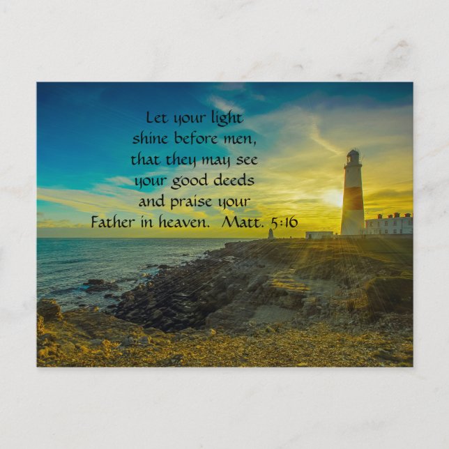 Tarjeta postal de la Biblia cristiana del atardece (Anverso)