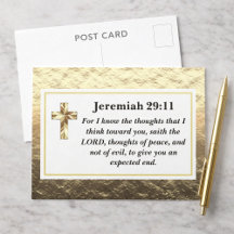 Tarjeta postal de la Biblia versículo Jeremías 29: