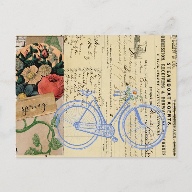 Tarjeta postal de la bicicleta de primavera (Anverso)