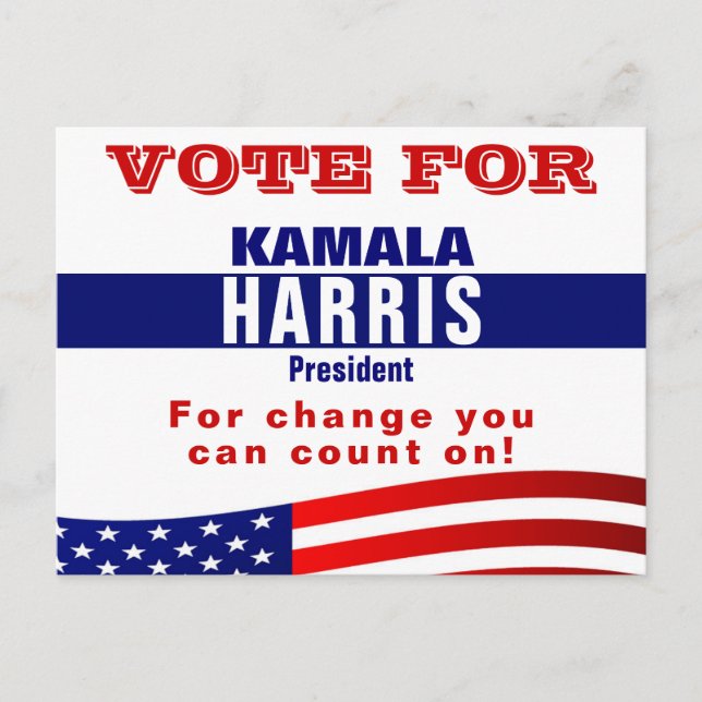 Tarjeta postal de la campaña electoral de Kamala H (Anverso)