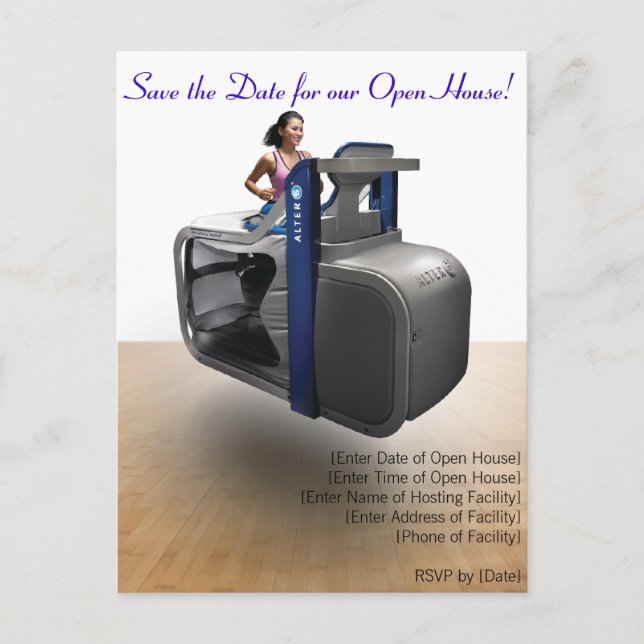 Tarjeta postal de la casa abierta de AlterG (Anverso)