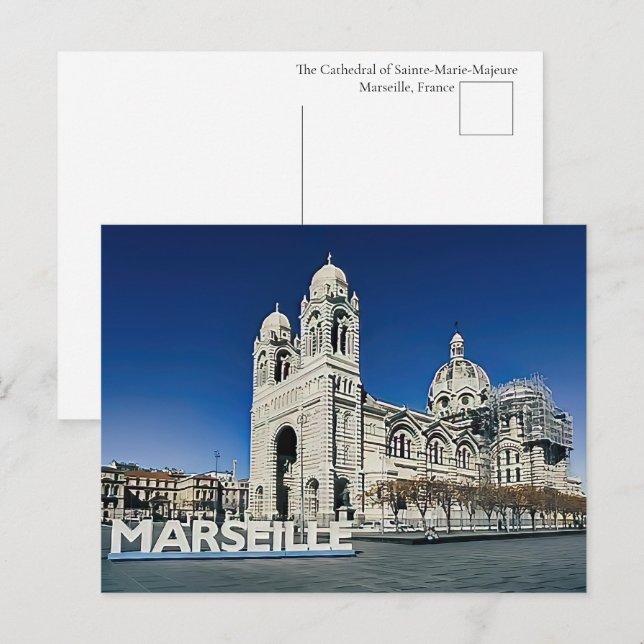 Tarjeta postal de la Catedral de Marsella (Anverso / Reverso)