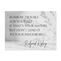 Tarjeta postal de la cita de Rudyard Kipling 