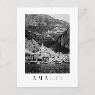Tarjeta postal de la ciudad de Amalfi en blanco y