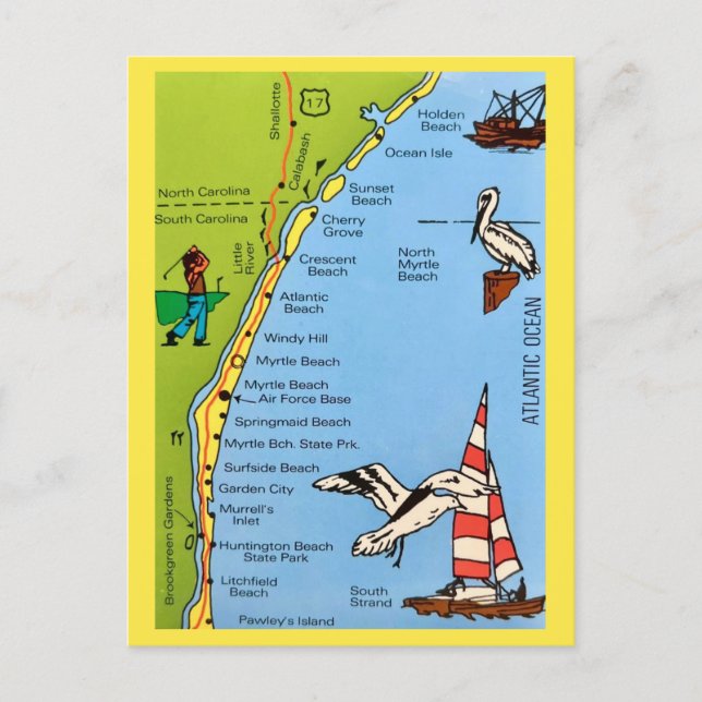 Tarjeta postal de la costa de Carolina del Sur (Anverso)
