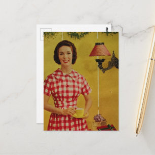Tarjeta postal de la dama de Navidad de la era de 