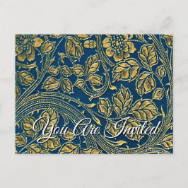 Tarjeta postal de la elegancia azul dorada