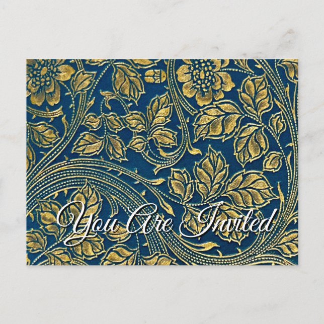 Tarjeta postal de la elegancia azul dorada (Anverso)