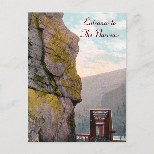 Tarjeta postal de la entrada a The Narrows (Anverso)