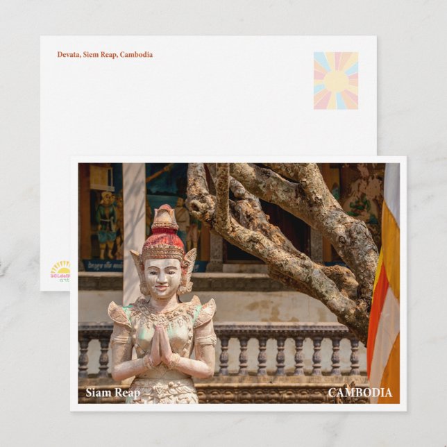 Tarjeta postal de la estatua de Devata Siem Reap C (Anverso / Reverso)