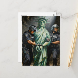 Tarjeta postal de la Estatua de la Libertad arrest