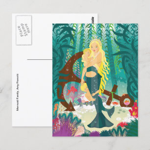 Tarjeta postal de la familia de la sirena (rubias 