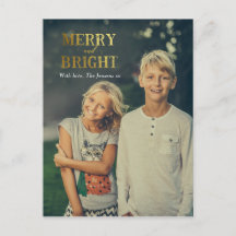 Tarjeta postal de la familia de Navidades merry y 