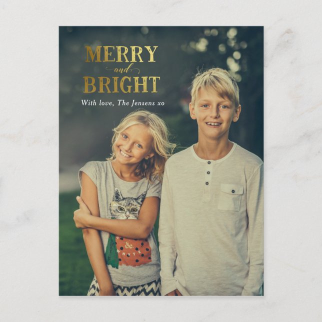 Tarjeta postal de la familia de Navidades merry y  (Anverso)