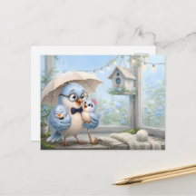 Tarjeta postal de la familia del pájaro padre – Pá