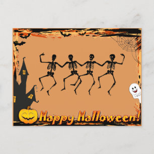 Tarjeta postal de la festividad de Halloween Skele
