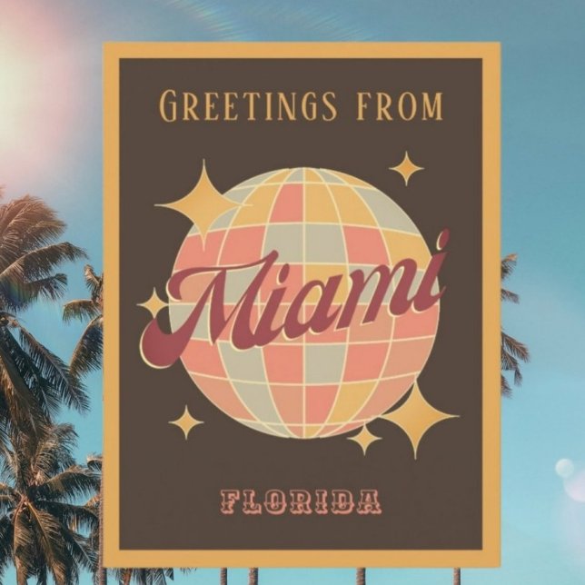 Tarjeta postal de la fiesta retro vintage de Miami (Subido por el creador)