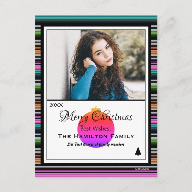 Tarjeta postal de la foto navideña de Feliz - HAMb (Anverso)