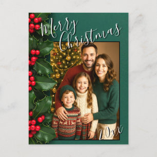 Tarjeta postal de la foto navideña de Holly Merry
