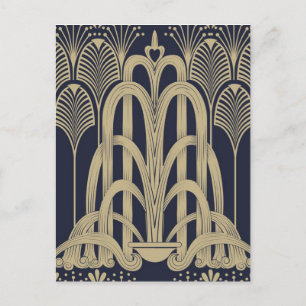 Tarjeta postal de la fuente de acero azul