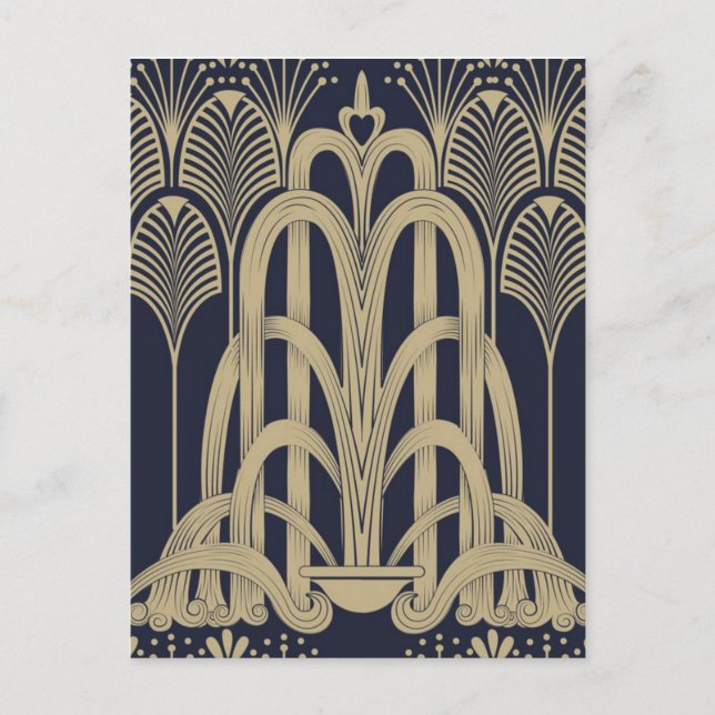 Tarjeta postal de la fuente de acero azul (Anverso)