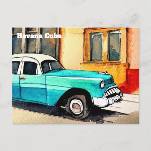 tarjeta postal de la habana cuba coche antiguo (Anverso)