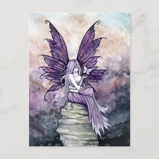 Tarjeta postal de la hada y la mariposa que se des (Anverso)
