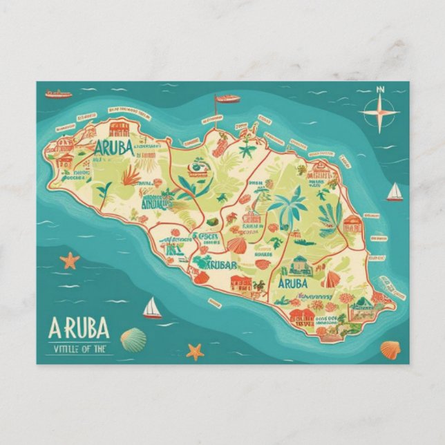 Tarjeta postal de la hermosa isla de Aruba (Anverso)