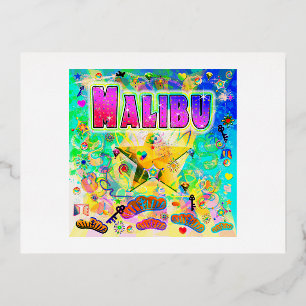 Tarjeta postal de la hora de la época de Malibu