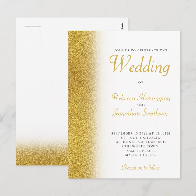 Tarjeta postal de la invitación a la boda elegante (Anverso / Reverso)