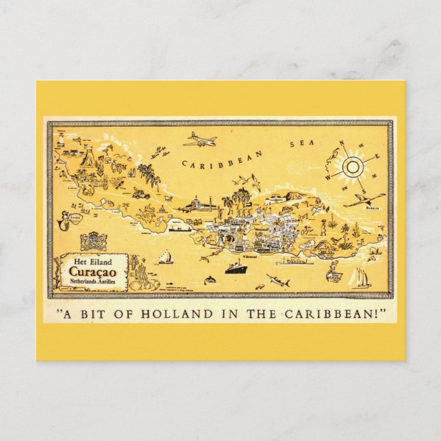 Tarjeta postal de la isla Curazao de Holanda (Anverso)