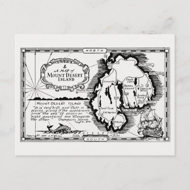 Tarjeta postal de la isla del monte Desert Maine (Anverso)