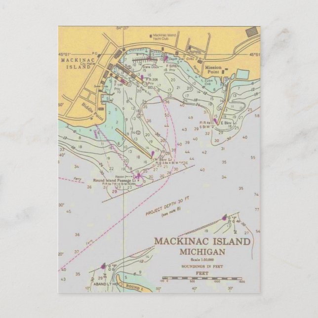 Tarjeta postal de la Isla Mackinac (Anverso)