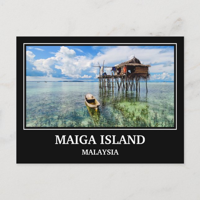 Tarjeta postal de la isla Maiga Malasia (Anverso)