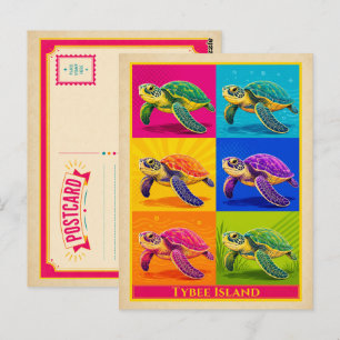 Tarjeta postal de la isla Tybee Tortuga marina vin