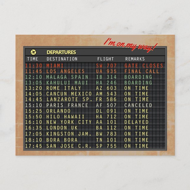 Tarjeta postal de la junta de aeropuertos (todo pe (Anverso)