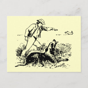Tarjeta postal de la liebre y el sabueso