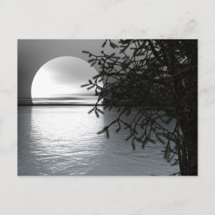 Tarjeta postal de la luna sobre el agua