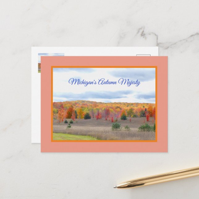 TARJETA POSTAL DE LA MAJESTAD OTOÑAL DE MICHIGAN (Anverso/Reverso In Situ)